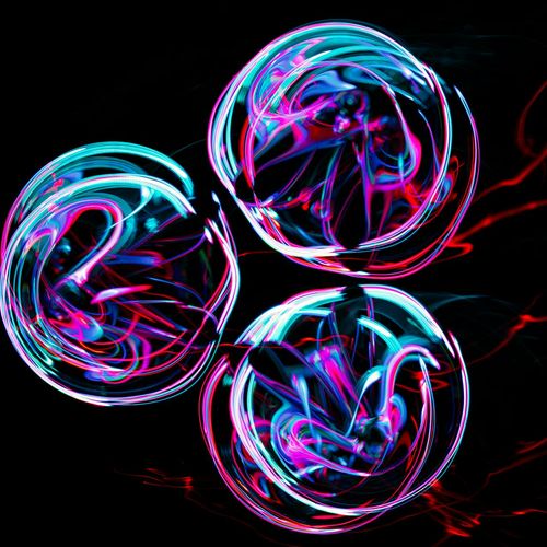 Futuristic neon circles representing dynamic energy and balance